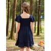 imageGORLYA Girls Square Neck Elegant Flowy Sleeve Shirred Bodice Ruffle Hem Babydoll ALine Dress 614YNavy