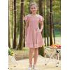 imageGORLYA Girls Square Neck Elegant Flowy Sleeve Shirred Bodice Ruffle Hem Babydoll ALine Dress 614YPink