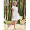 imageGORLYA Girls Square Neck Elegant Flowy Sleeve Shirred Bodice Ruffle Hem Babydoll ALine Dress 614YWhite