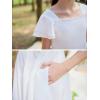 imageGORLYA Girls Square Neck Elegant Flowy Sleeve Shirred Bodice Ruffle Hem Babydoll ALine Dress 614YWhite