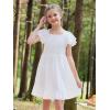 imageGORLYA Girls Square Neck Elegant Flowy Sleeve Shirred Bodice Ruffle Hem Babydoll ALine Dress 614YWhite