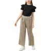 imageGORLYA Girls Clothing Sets Ruffle Trim Short Sleeve Tops Casual Printed Pleated Wide Leg Pants 2 PCS Outfit Suits 614YBeige Leopard