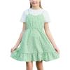 imageGORLYA Girls Skirt Sets Casual Short Sleeve Knit Tops and Floral Ruffle Hem Summer Cami Dress 2PCS Outfit Clothes 614YGreen Flower