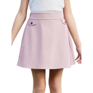 imageGORLYA Girls Modest Simple Casual Vintage Elastic Waist ALine Short Skirt for 614Y KidsPink