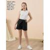 imageGORLYA Girls 2 Piece Clothing Outfits Summer Casual Rib Knit Tank Tops and Paperbag Waist Belted Linen Short Sets 614YBlackwhite