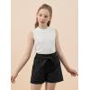 imageGORLYA Girls 2 Piece Clothing Outfits Summer Casual Rib Knit Tank Tops and Paperbag Waist Belted Linen Short Sets 614YBlackwhite