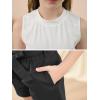 imageGORLYA Girls 2 Piece Clothing Outfits Summer Casual Rib Knit Tank Tops and Paperbag Waist Belted Linen Short Sets 614YBlackwhite