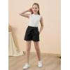 imageGORLYA Girls 2 Piece Clothing Outfits Summer Casual Rib Knit Tank Tops and Paperbag Waist Belted Linen Short Sets 614YBlackwhite