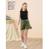 imageGORLYA Girls 2 Piece Clothing Outfits Summer Casual Rib Knit Tank Tops and Paperbag Waist Belted Linen Short Sets 614YGreenblack
