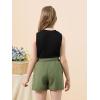 imageGORLYA Girls 2 Piece Clothing Outfits Summer Casual Rib Knit Tank Tops and Paperbag Waist Belted Linen Short Sets 614YGreenblack