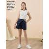 imageGORLYA Girls 2 Piece Clothing Outfits Summer Casual Rib Knit Tank Tops and Paperbag Waist Belted Linen Short Sets 614YNavywhite