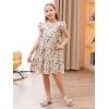 imageGORLYA Girls Floral Print Ruffle Sleeve Tiered Loose Fit Pleated Swing Midi Dress 414TBeige Print
