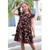 imageGORLYA Girls Floral Print Ruffle Sleeve Tiered Loose Fit Pleated Swing Midi Dress 414TBlack Print