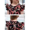 imageGORLYA Girls Floral Print Ruffle Sleeve Tiered Loose Fit Pleated Swing Midi Dress 414TBlack Print