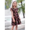 imageGORLYA Girls Floral Print Ruffle Sleeve Tiered Loose Fit Pleated Swing Midi Dress 414TBlack Print