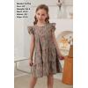 imageGORLYA Girls Floral Print Ruffle Sleeve Tiered Loose Fit Pleated Swing Midi Dress 414TBrown Print