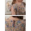 imageGORLYA Girls Floral Print Ruffle Sleeve Tiered Loose Fit Pleated Swing Midi Dress 414TBrown Print