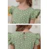 imageGORLYA Girls Floral Print Ruffle Sleeve Tiered Loose Fit Pleated Swing Midi Dress 414TGreen Flower