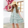 imageGORLYA Girls Floral Print Ruffle Sleeve Tiered Loose Fit Pleated Swing Midi Dress 414TGreen Print