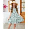 imageGORLYA Girls Floral Print Ruffle Sleeve Tiered Loose Fit Pleated Swing Midi Dress 414TGreen Print