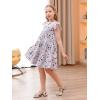 imageGORLYA Girls Floral Print Ruffle Sleeve Tiered Loose Fit Pleated Swing Midi Dress 414TMauve Print