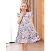 imageGORLYA Girls Floral Print Ruffle Sleeve Tiered Loose Fit Pleated Swing Midi Dress 414TMauve Print