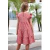imageGORLYA Girls Floral Print Ruffle Sleeve Tiered Loose Fit Pleated Swing Midi Dress 414TPink Flower