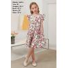 imageGORLYA Girls Floral Print Ruffle Sleeve Tiered Loose Fit Pleated Swing Midi Dress 414TWhite Print