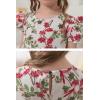 imageGORLYA Girls Floral Print Ruffle Sleeve Tiered Loose Fit Pleated Swing Midi Dress 414TWhite Print