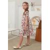 imageGORLYA Girls Floral Print Ruffle Sleeve Tiered Loose Fit Pleated Swing Midi Dress 414TWhite Print