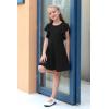 imageGORLYA Girls Flutter Sleeve Stretchy ALine Swing Flared Skater Party Dress with Pockets for 412 Years KidsBlack