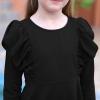 imageGORLYA Girls Flutter Sleeve Stretchy ALine Swing Flared Skater Party Dress with Pockets for 412 Years KidsBlacklong Sleeve