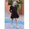 imageGORLYA Girls Flutter Sleeve Stretchy ALine Swing Flared Skater Party Dress with Pockets for 412 Years KidsBlacklong Sleeve