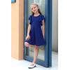 imageGORLYA Girls Flutter Sleeve Stretchy ALine Swing Flared Skater Party Dress with Pockets for 412 Years KidsBlue