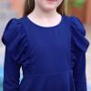 imageGORLYA Girls Flutter Sleeve Stretchy ALine Swing Flared Skater Party Dress with Pockets for 412 Years KidsBluelong Sleeve