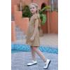imageGORLYA Girls Flutter Sleeve Stretchy ALine Swing Flared Skater Party Dress with Pockets for 412 Years KidsKhaki