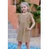 imageGORLYA Girls Flutter Sleeve Stretchy ALine Swing Flared Skater Party Dress with Pockets for 412 Years KidsKhaki