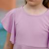 imageGORLYA Girls Flutter Sleeve Stretchy ALine Swing Flared Skater Party Dress with Pockets for 412 Years KidsMauve