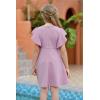 imageGORLYA Girls Flutter Sleeve Stretchy ALine Swing Flared Skater Party Dress with Pockets for 412 Years KidsMauve