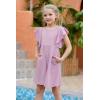 imageGORLYA Girls Flutter Sleeve Stretchy ALine Swing Flared Skater Party Dress with Pockets for 412 Years KidsMauve