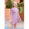 imageGORLYA Girls Flutter Sleeve Stretchy ALine Swing Flared Skater Party Dress with Pockets for 412 Years KidsMauvelong Sleeve