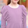imageGORLYA Girls Flutter Sleeve Stretchy ALine Swing Flared Skater Party Dress with Pockets for 412 Years KidsMauvelong Sleeve
