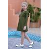 imageGORLYA Girls Flutter Sleeve Stretchy ALine Swing Flared Skater Party Dress with Pockets for 412 Years KidsOlivelong Sleeve