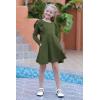 imageGORLYA Girls Flutter Sleeve Stretchy ALine Swing Flared Skater Party Dress with Pockets for 412 Years KidsOlivelong Sleeve