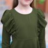 imageGORLYA Girls Flutter Sleeve Stretchy ALine Swing Flared Skater Party Dress with Pockets for 412 Years KidsOlivelong Sleeve