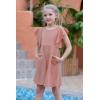 imageGORLYA Girls Flutter Sleeve Stretchy ALine Swing Flared Skater Party Dress with Pockets for 412 Years KidsPink