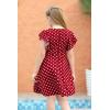 imageGORLYA Girls Flutter Sleeve Stretchy ALine Swing Flared Skater Party Dress with Pockets for 412 Years KidsRed Dot