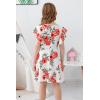 imageGORLYA Girls Flutter Sleeve Stretchy ALine Swing Flared Skater Party Dress with Pockets for 412 Years KidsRed Flower