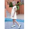 imageGORLYA Girls Flutter Sleeve Stretchy ALine Swing Flared Skater Party Dress with Pockets for 412 Years KidsWhite