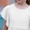 imageGORLYA Girls Flutter Sleeve Stretchy ALine Swing Flared Skater Party Dress with Pockets for 412 Years KidsWhite